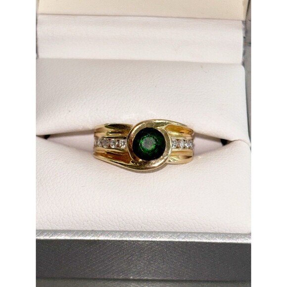 Unbranded Jewelry - 14k Green Tourmaline And Diamond Ring Size 5.75
